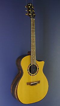 Crafter guitar, Stage Series STG G-22CE VVS Pro, Grand Auditorium, aged spruce, Macassar ebony, cutaway, pickup, Bevel-armrest