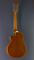 Tanglewood 12-saitige Steelstring-Gitarre, Folk Form, Zeder, Mahagoni, Cutaway, Fishman Pickup, Rückseite