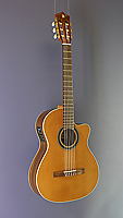 Alhambra, crossover electro acoustic classical guitar, cedar, rosewood, cutaway, pickup, neck width 48 mm