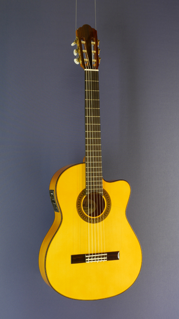 Angel Lopez, Flamencogitarre mit Tonabnehmer Fichte, Zypresse, Cutaway, Pickup