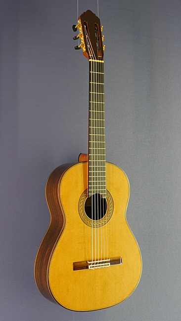 Albert & Muller, classical guitar with double top built by luthier Agron Llanaj according to concept of Antonius Müller, with sandwich cedar top (Laminatop) and rosewood back and sides scale 64 cm, year 2012