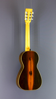John Ray romantic guitar, historical remake of Antonio Lorca de Garcia, Malaga, 1857 spruce, rosewood, year 2004, back view
