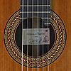 Rosette and label of Antonius Mueller guitar cedar, rosewood, year 2016