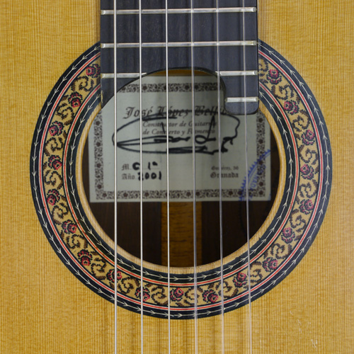 Rosette and label of a classical guitar built by Spanish guitar maker José Lopez Bellido