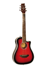 Kirkland Traveller-Gitarre mit Pickup, cutaway, redburst, Mensur 59 cm