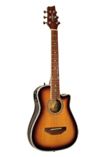 Kirkland Traveller-Gitarre mit Pickup, cutaway, sunburst, Mensur 59 cm