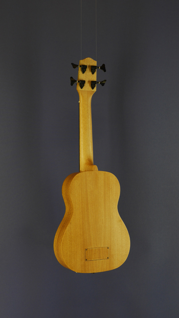 Koki`o Bass-Ukulele, mahogany, fretless, pickup, back view
