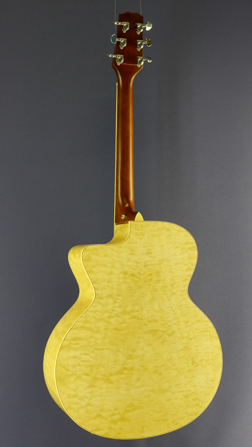 Taiki steel-string guitar Jumbo form, spruce, maple, pickup, cutaway, back view