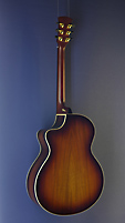 Faith Blood Moon Series Neptune sunburst steel-string guitar Grand Auditorium form, trembesi, cutaway, pickup, back view