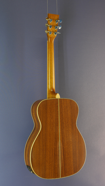 Richwood steel-string guitar, OM form, Sitka spruce, mahogany, pickup, satin finish, back view
