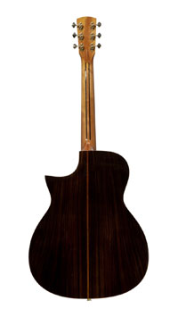 Shape O-415 HG CE, Akustikgitarre mit Pickup in OM Form mit massiver Fichtendecke und Zarge und Boden aus massivem Palisander, mit Cutaway, Tonabnehmer und Armrest, R&uuml;ckseite
