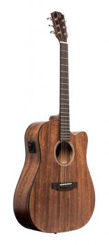 Acoustic guitar with pickup, J.N. Dovern, steel string guitar in dreadnought shape, with solid mahogany top and cutaway