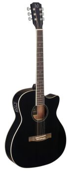 J. N. Bessie BK CE, schwarze Westerngitarre mit Tonabnhemer und mit massiver Fichtendecke, Akustikgitarre mit Pickup