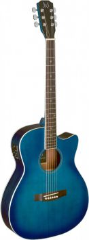 J. N. Bessie TBB CE, blaue Westerngitarre mit Tonabnehmer und massiver Fichtendecke, Akustikgitarre mit Pickup