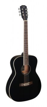 J. N. Bessie BK, schwarze Westerngitarre mit massiver Fichtendecke, Akustikgitarre