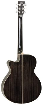 Akustikgitarre mit Tonabnehmer Tanglewood TW4 Super Folk Winterleaf, Black Shadow, schwarze Gitarre mit massiver Fichtendecke Rückseite