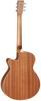 Acoustic guitar with Pickup, Tanglewood TW9 Super Folk Winterleaf, guitar with solid cedar top, back view