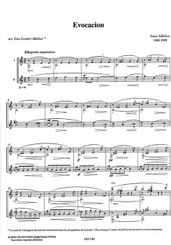 Albeniz, Isaac: Evocacion and El Puerto for Guitar Duo, arr. Duo Gruber Maklar, sheet music sample