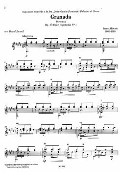 Albeniz, Isaac: The Music of Albeniz Vol.1, op. 47 Suite Espanola for guitar solo by David Russel, sheet music sample