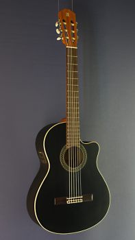 Alhambra 1C Black CW EZ, black classical guitar with pickup and cutaway