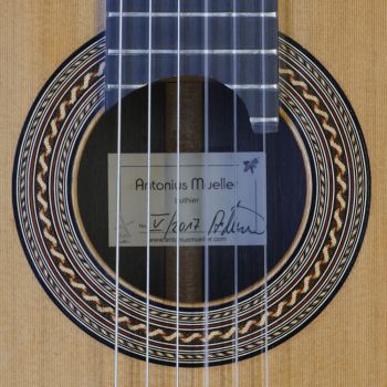 Antonius Müller Double Top Classical guitar, cedar, Brazilian rosewood, year 2017, Luthier guitar, rosette, label