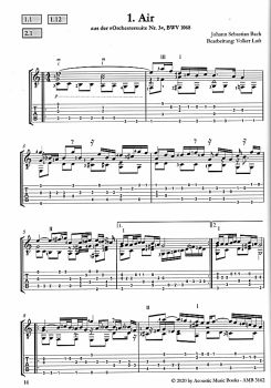 Bach, Johann Sebastian: 22 Masterworks für Gitarre solo, Noten und Tabulatur Beispiel