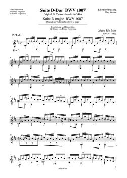Bach, Johann Sebastian: Cellosuite 1, BWV 1007 für Gitarre solo, Noten leichte Fassung Besipiel