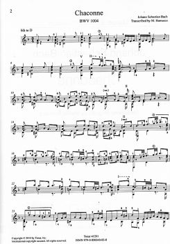 Bach, Johann Sebastian: Chaconne aus Partita II d-moll, BWV 1004, Bearb. Manuel Barrueco, Gitarre solo Noten Beispiel
