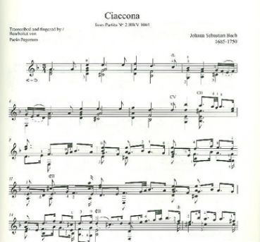 Bach, Johann Sebastian: Ciaconna BWV 1004, sheet music for guitar solo sample