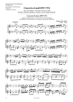 Bach, Johann Sebastian: Concierto d minor, BWV 974 after Marcello for Violin/ Mandolin and Guitar, sheet music sample