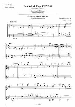 Bach, Johann Sebastian: Fantasie und Fuge a-moll, BWV 904 für Gitarrenduo, Bearbeiter: Tilman Hoppstock Beispiel