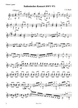 Bach, Johann Sebastian: Italian Concerto F Major BWV 971 for Mandolin (Flute/Violin) and Guitar, sheet music sample