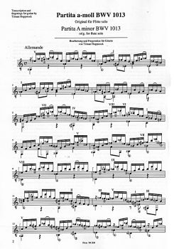 Bach, Johann Sebastian: Flute-Partita a-minor, BWV 1013, guitar solo sheet music, editor Tilman Hoppstock sample