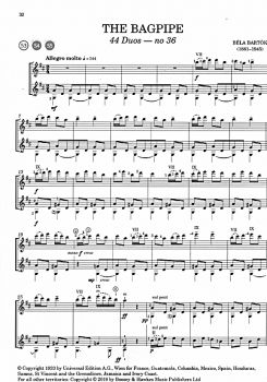 Bartok for Guitar, Noten für Gitarre solo und Duo, Noten Beispiel