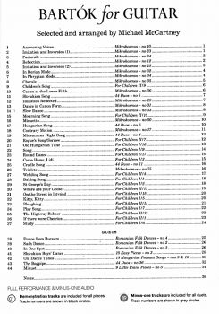 Bartok for Guitar, sheet music fo guitar solo and duet content