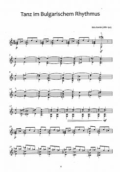 Bartok for guitar solo, sheet music - from Microcosm sample
