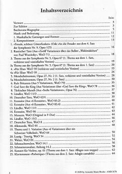 Beethoven, Ludwig van: 25 Masterworks and Easy Pieces für Gitarre solo, Noten und Tabulatur Inhalt