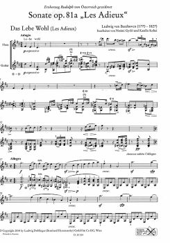 Beethoven, Ludwig van: Sonate op.81a Les Adieux für Flöte und Gitarre, Noten Besipiel