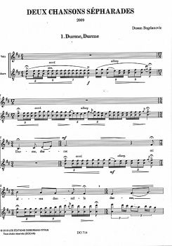 Bogdanovic, Dusan: Deux Chansons Sépharades for Voice and Guitar, sheet music sample