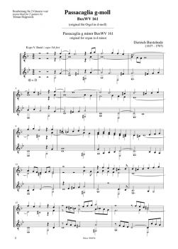 Buxtehude, Dietrich: Passacaglia BuxWV161 in g-moll für 2 Gitarren, Noten für Gitarrenduo Beispiel
