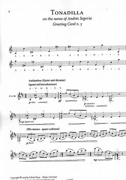 Castelnuovo-Tedesco, Mario: Greeting Cards aus op. 170, 21 Stücke für Gitarre solo, Noten Beispiel