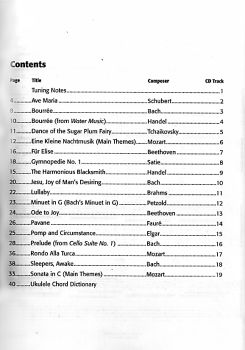 Classical Hits for Ukulele, Noten und Tabulatur Inhalt