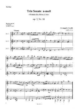 Corelli, Arcangelo: Trio Sonata a minor op.3 No.10 for 3 guitars, sheet music sample