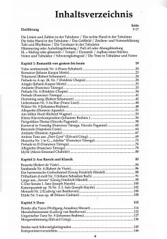 Das Romantische Gitarrenbuch, herausgegeben von David Ryder, Noten und Tabulatur, 35 Stücke für Gitarre aus verschiedenen Jahrhunderten, Inhalt