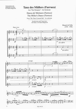 Falla, Manuel de: Miller`s Dance for 4 Guitars, sheet music sample