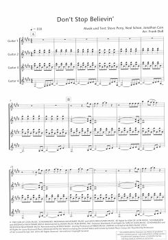 Doll, Frank: Don`t Stop Believin for guitar ensemble, 4 guitars, sheet music sample