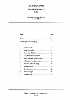 Dowland, John: A Pilgrimes Solace Part 1, for voice and guitar from the series All Songs in Urtext, sheet music content