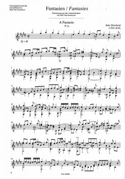 Dowland, John: Sämtliche Lautenwerke im Urtext Vol. 1 - 10 Fantasien für Gitarre solo, Noten Beispiel