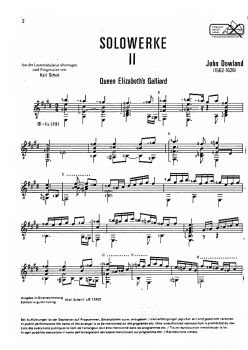 Dowland, John: Solowerke 2 für Gitarre, Karl Scheit Edition, Noten für Gitarre solo Beispiel