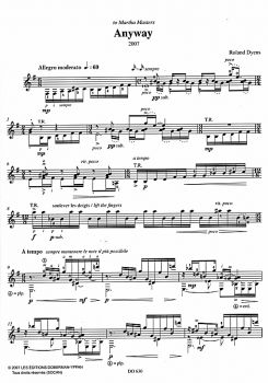 Dyens, Roland: Anyway, Guitar solo sheet music sample